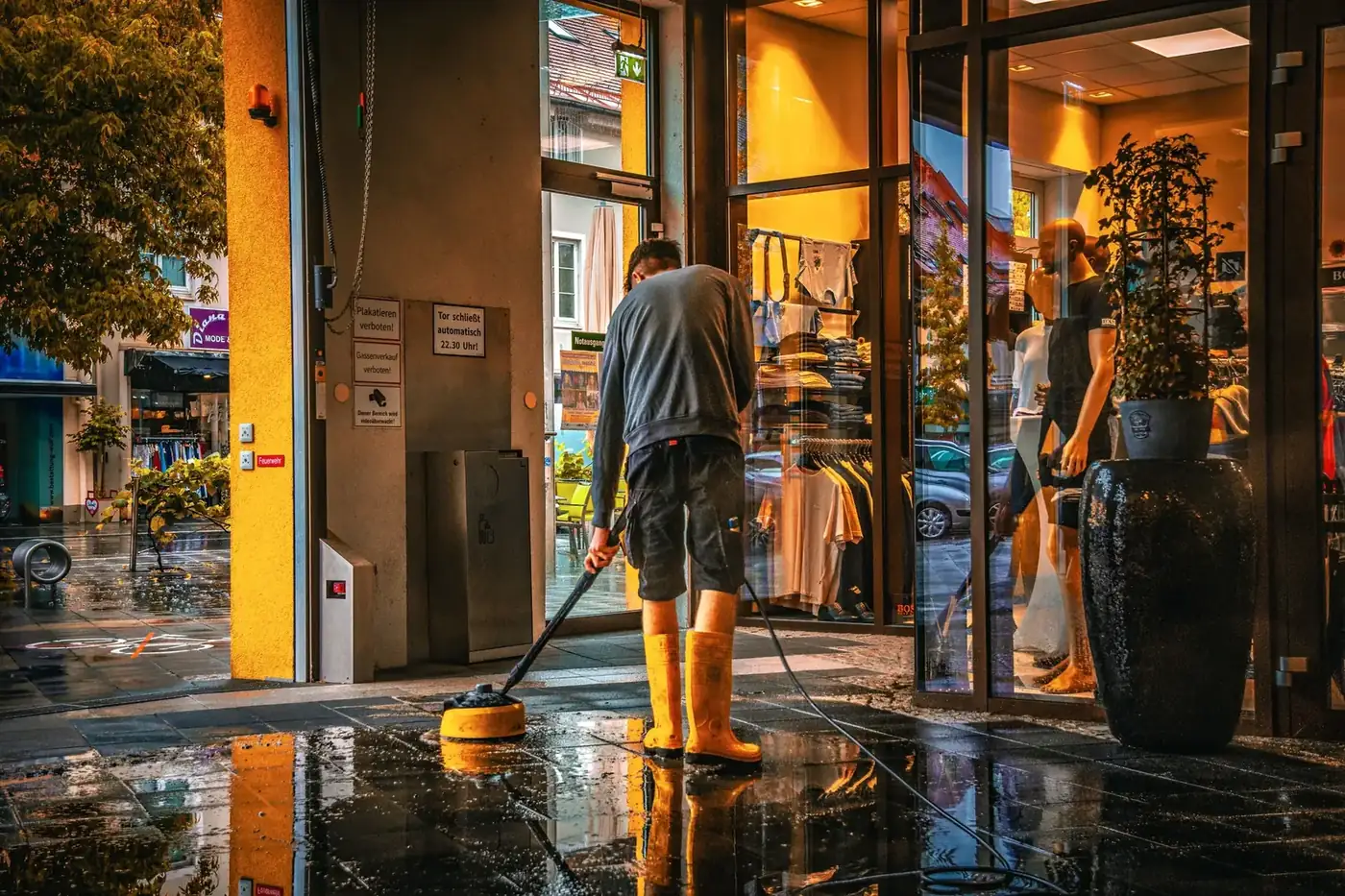 Commercial office cleaning in progress